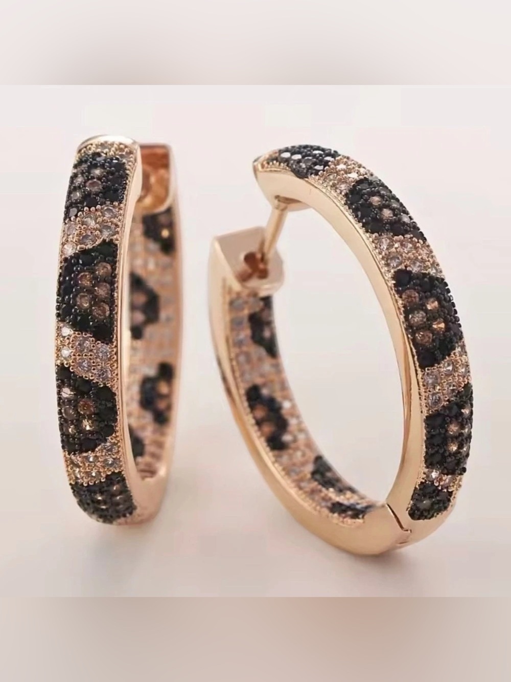 Pavé Hoop Earrings in Gold & Black